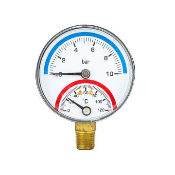 Varmtælling af god kvalitet 53mm 2 i 1 Bi-metal kedelvarme termomanometer trykmåler